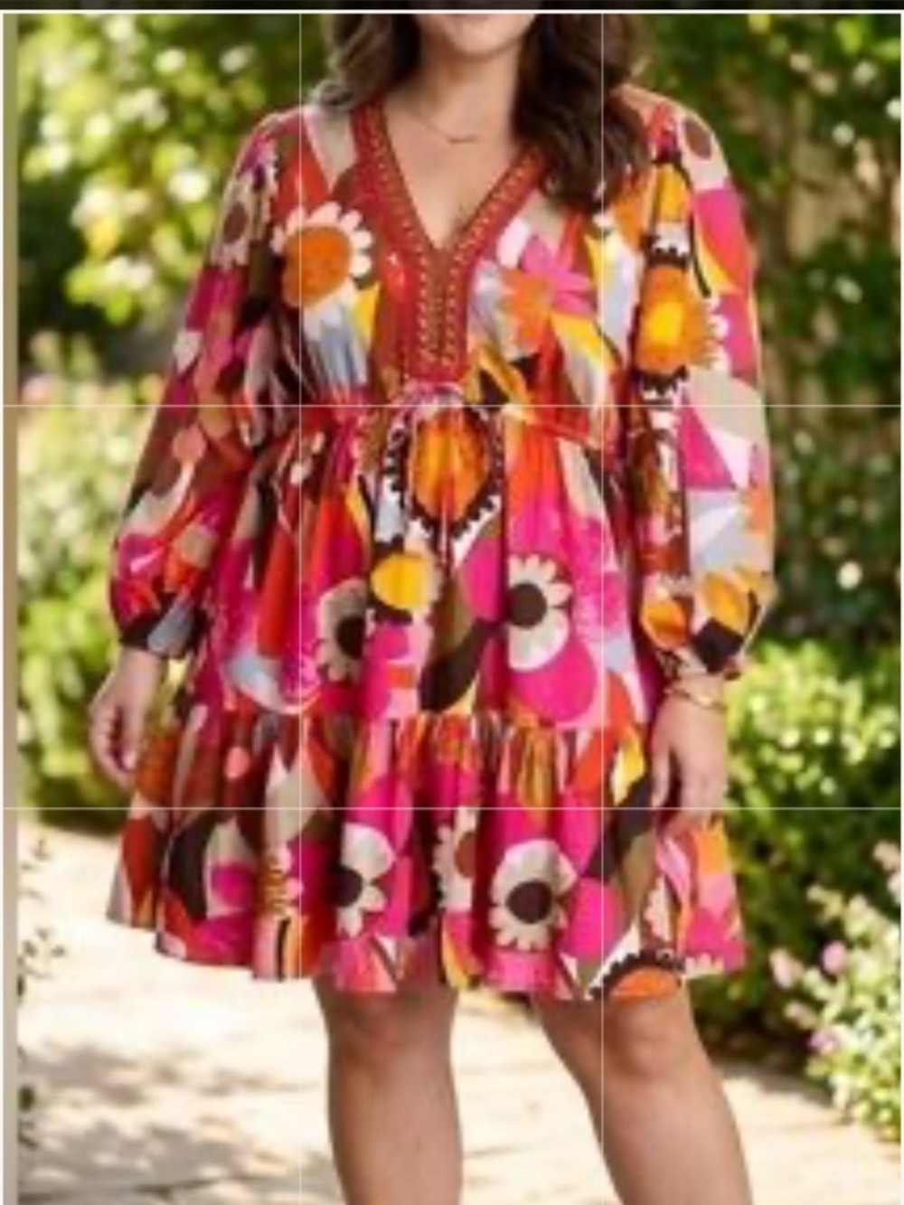 Kaktus Multicolor Boho Floral Cotton Mini Dress  Size Small